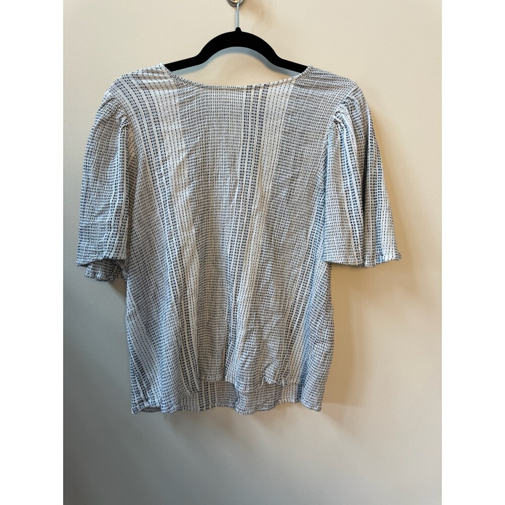 Gauzy Cotton Geometric Weave Short Sleeve Top Size XL
